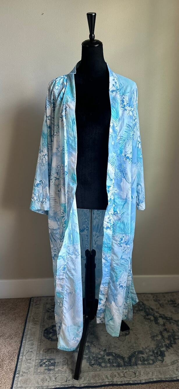 SOLUMBRA Floral Print Full Length Sun Protection Robe SZ XXS-S
